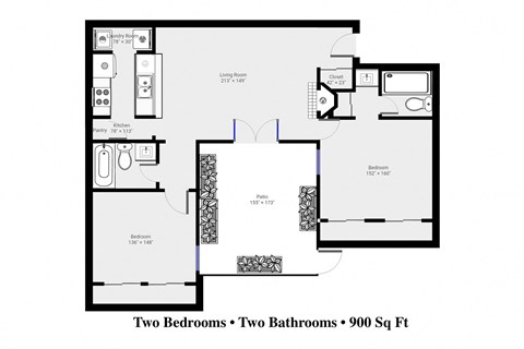 a floor plan of two bedrooms